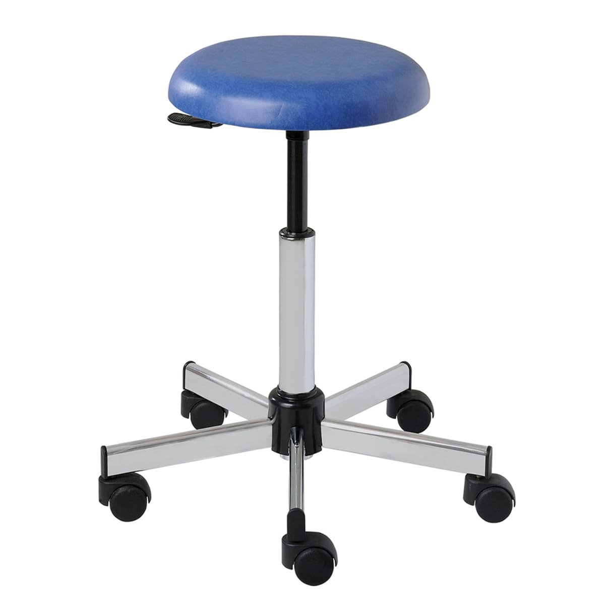 Stool with round seat, chromed base