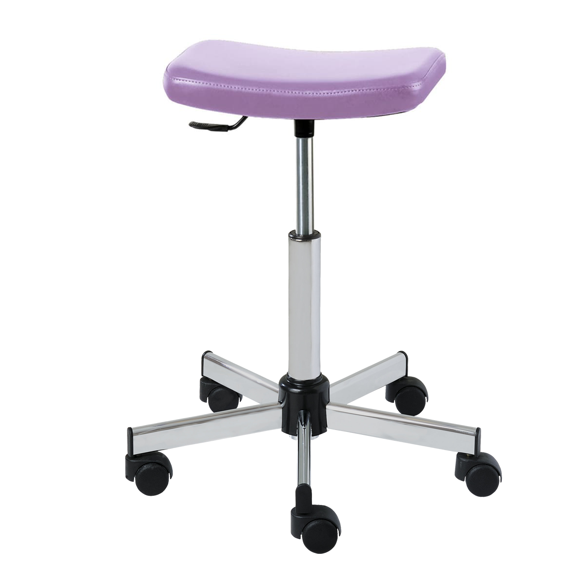 Stool with rectangular seat, stainless steel base