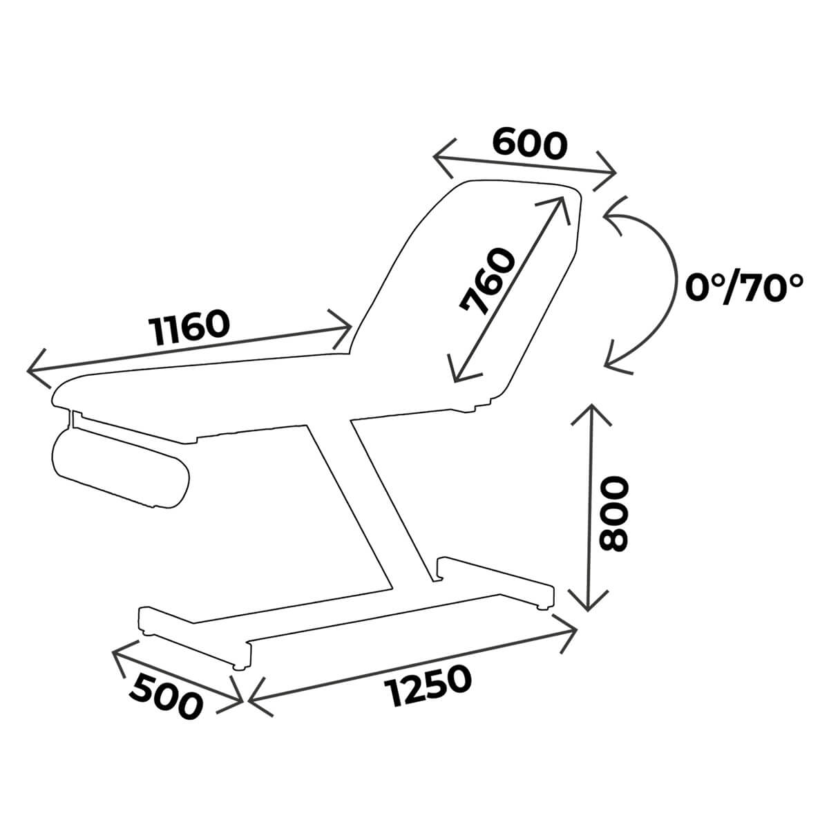 Examination couch width 60cm, height 80cm