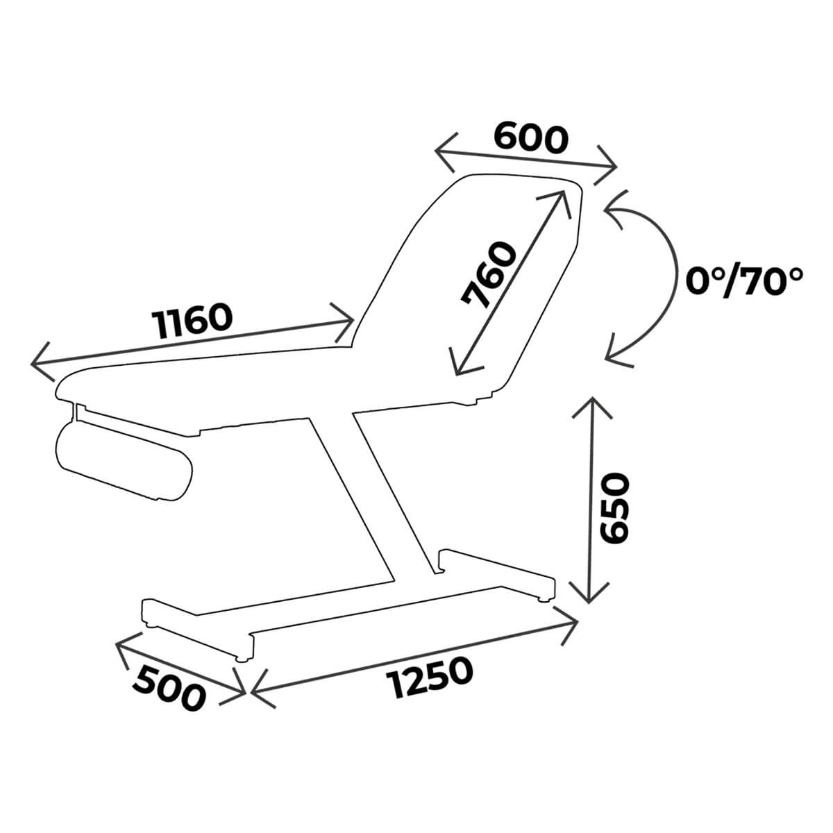 Examination couch width 60cm, height 65cm