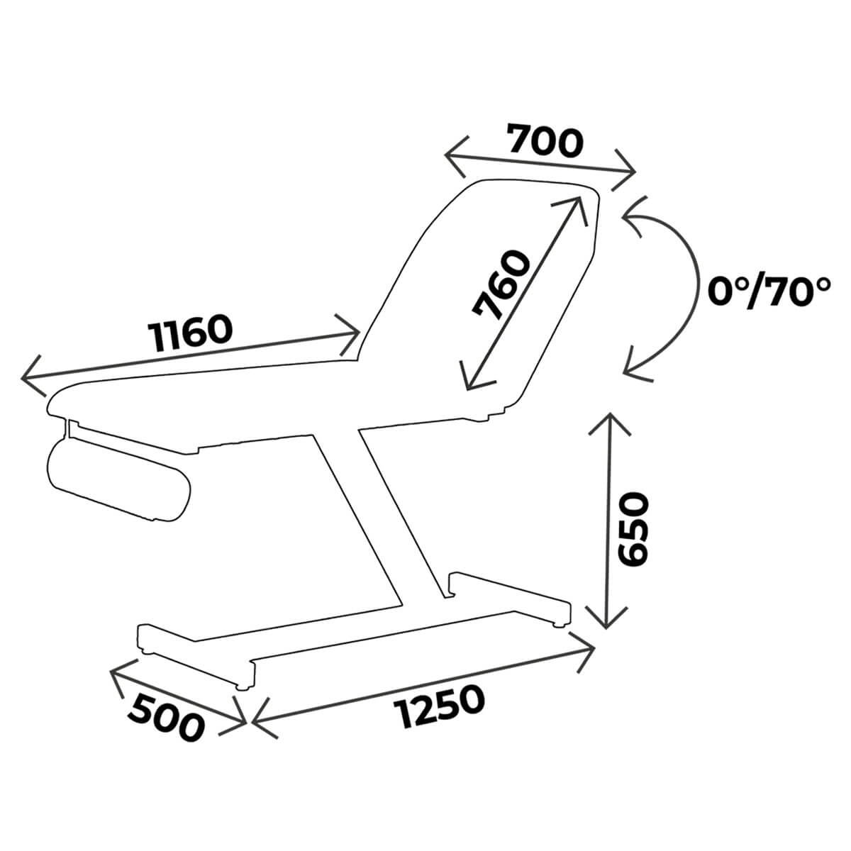 Examination couch width 70cm, height 65cm