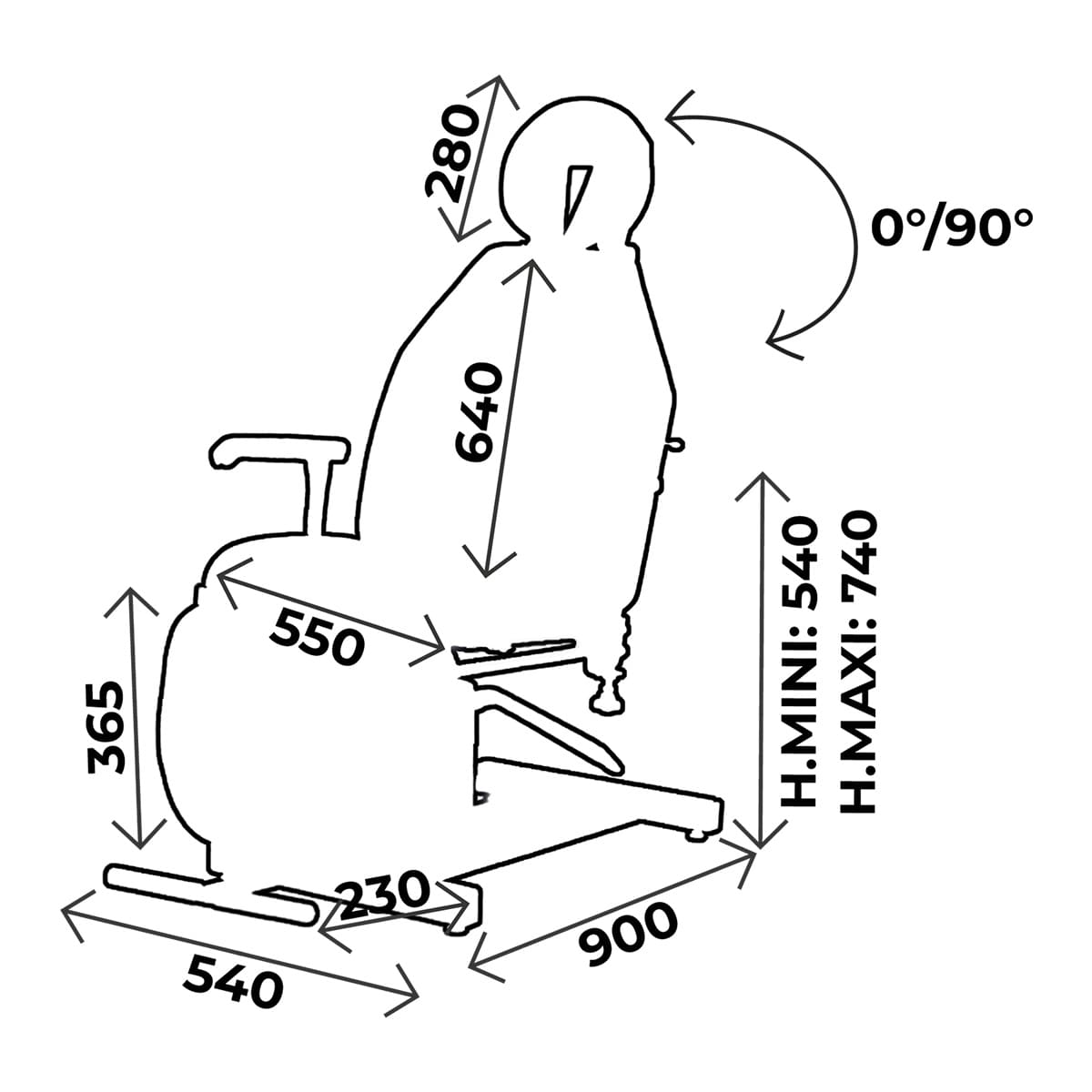 Hydraulic ENT chair 3 sections, rotative