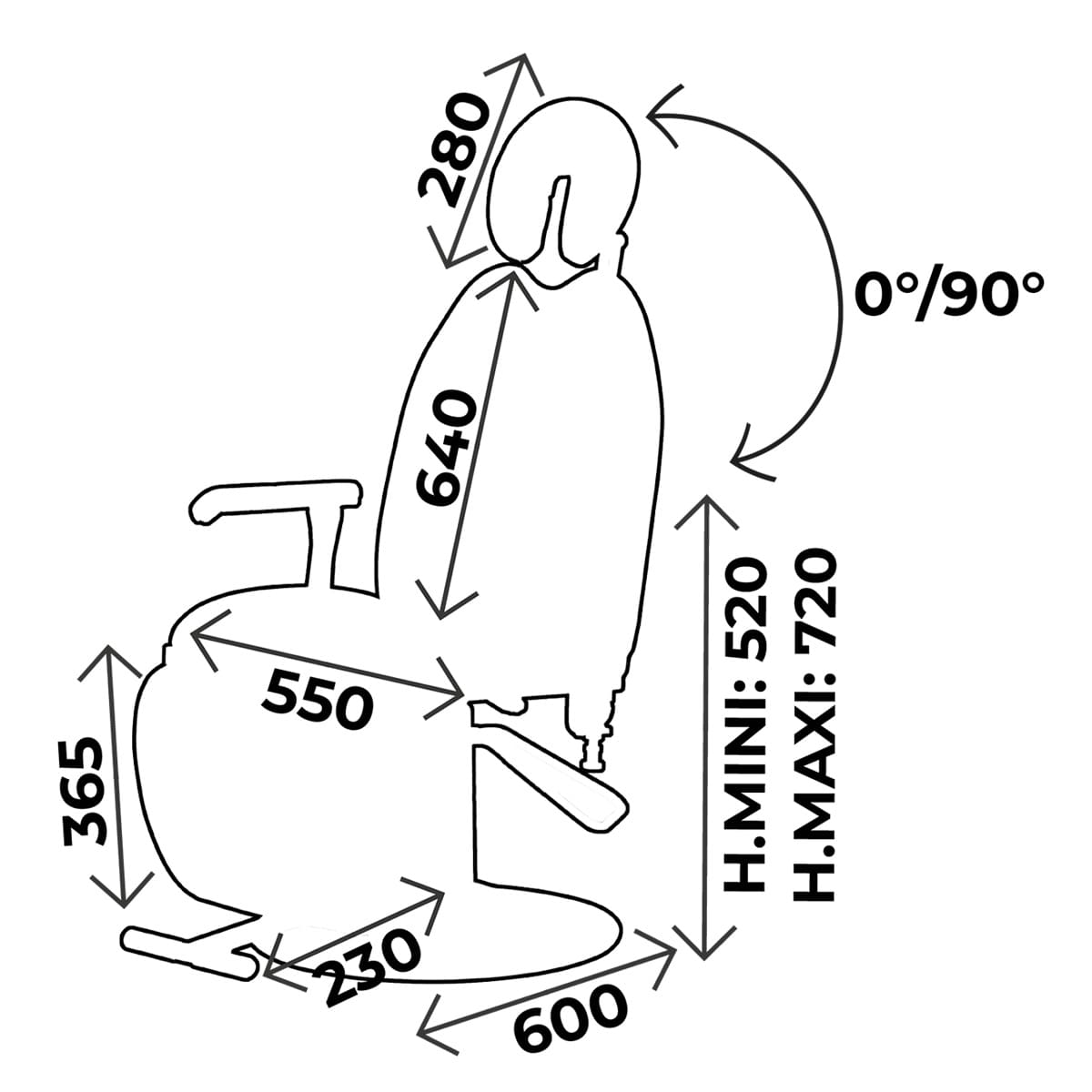 Fauteuil ORL hydraulique 3 parties, rotatif