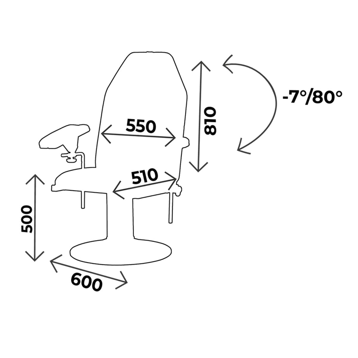 Blood chair height 50cm, 2 sections, non-rotative, with blood test splints