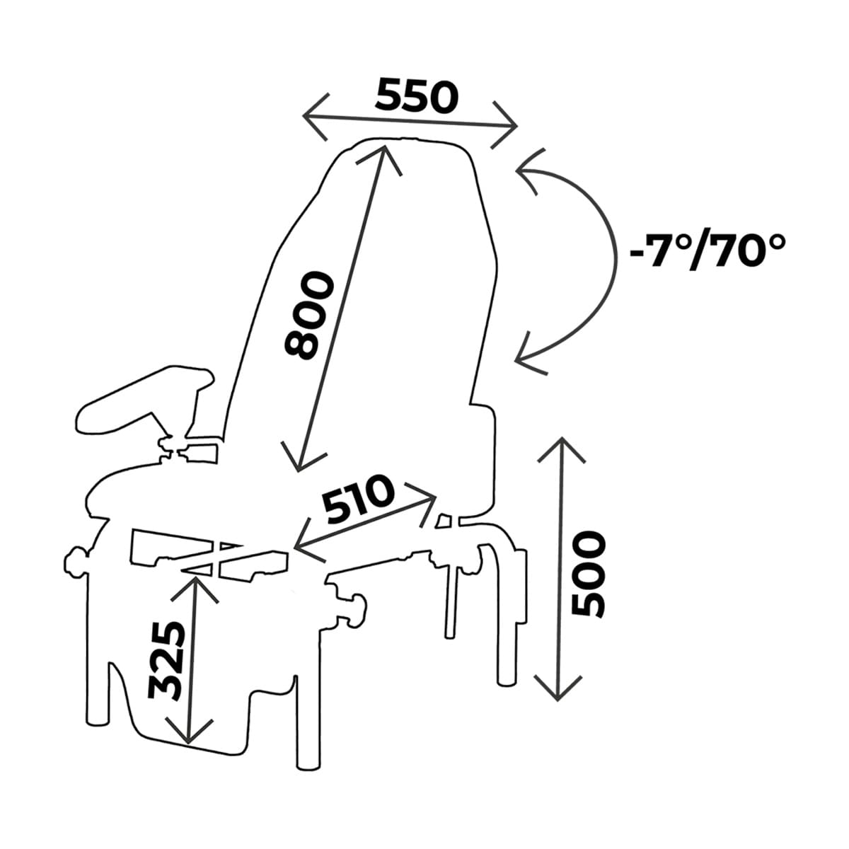 Blood chair height 50cm, 3 sections, non-rotative, with blood test splints