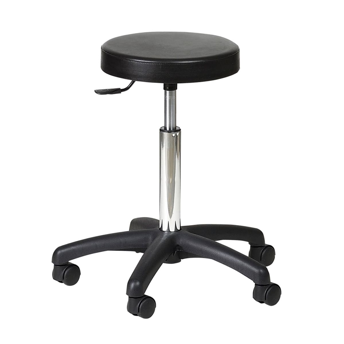 Tabouret assise ronde polyuréthane, base ABS noire