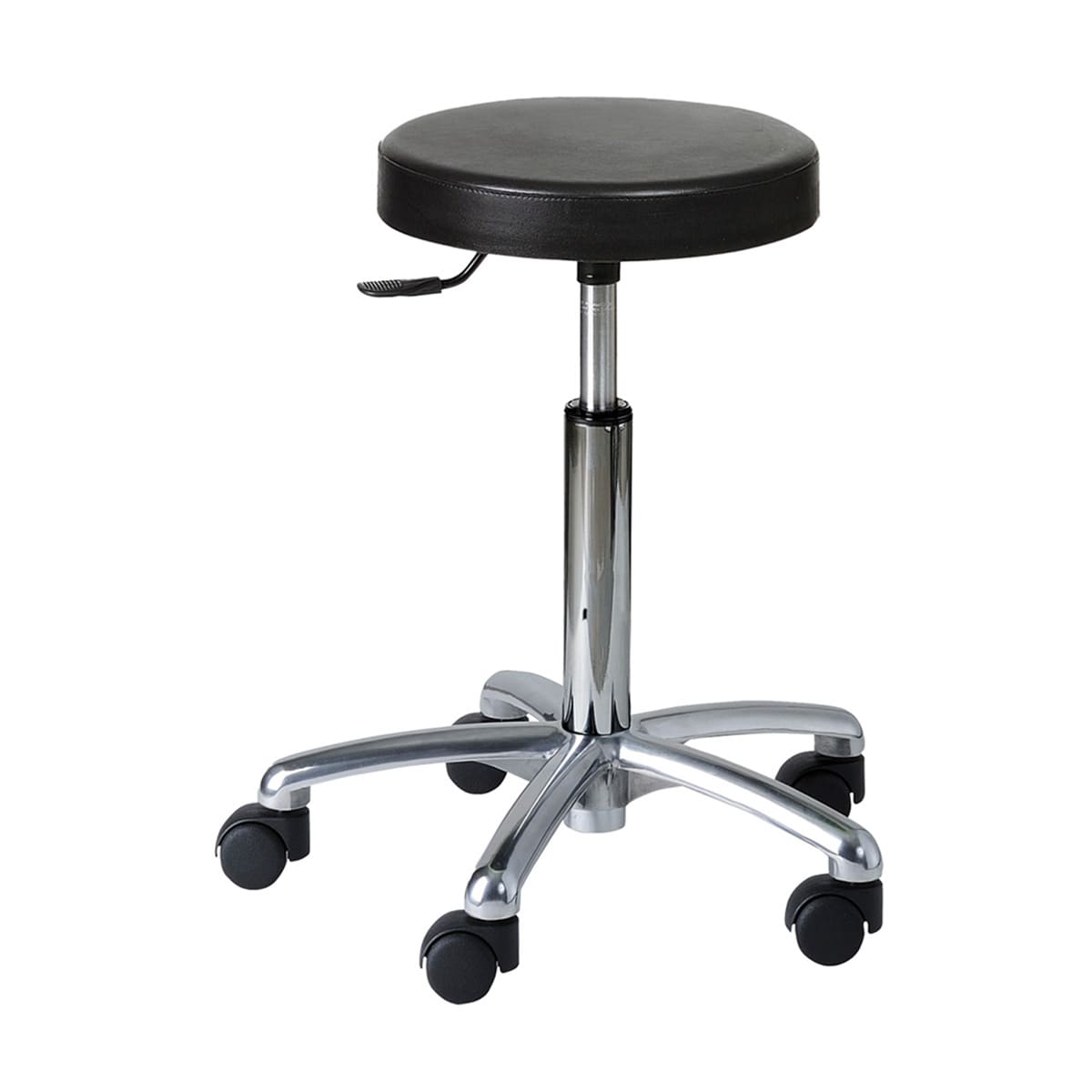 Stool with polyurethane round seat, aluminium base