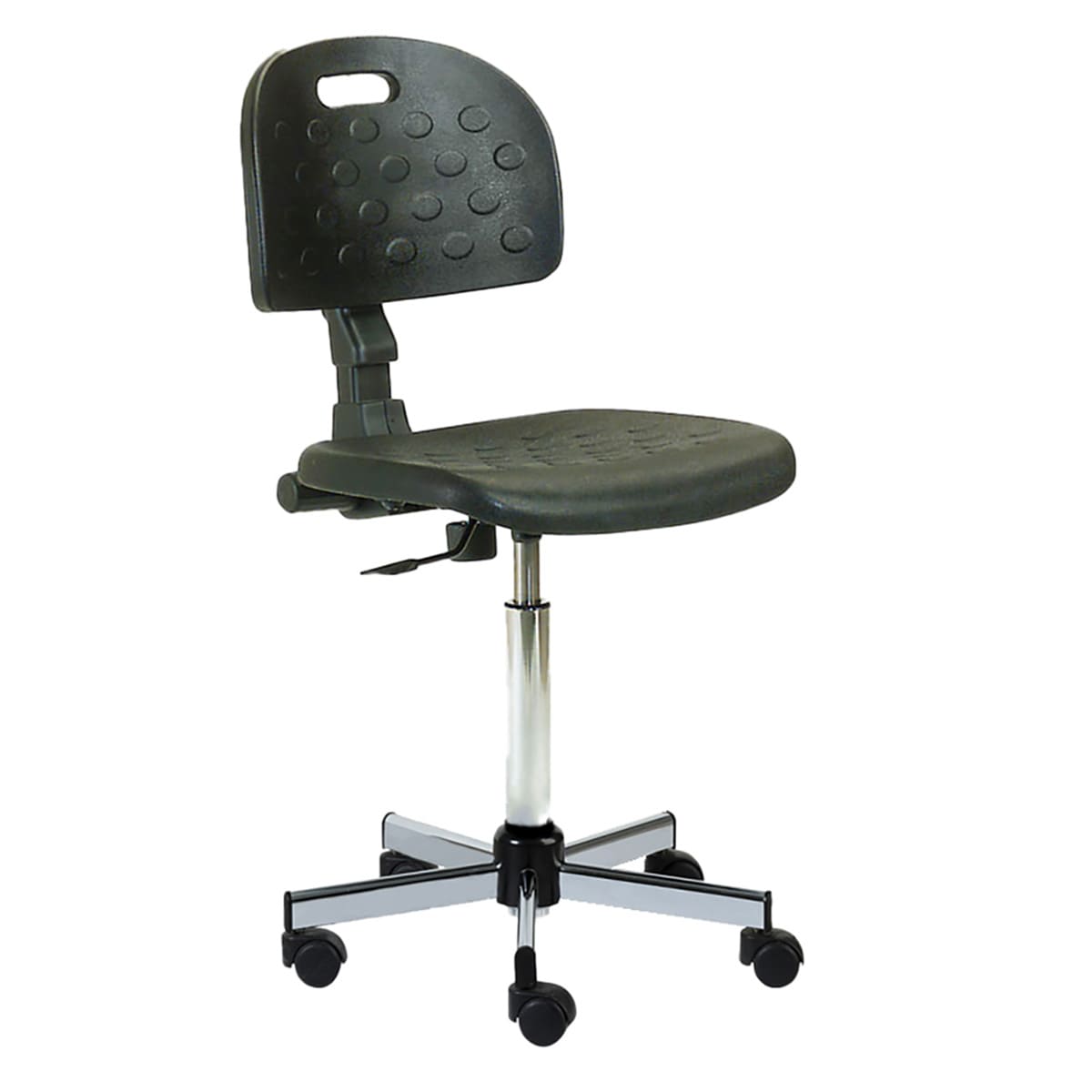Chair with polyurethane rectangular seat, chromed base