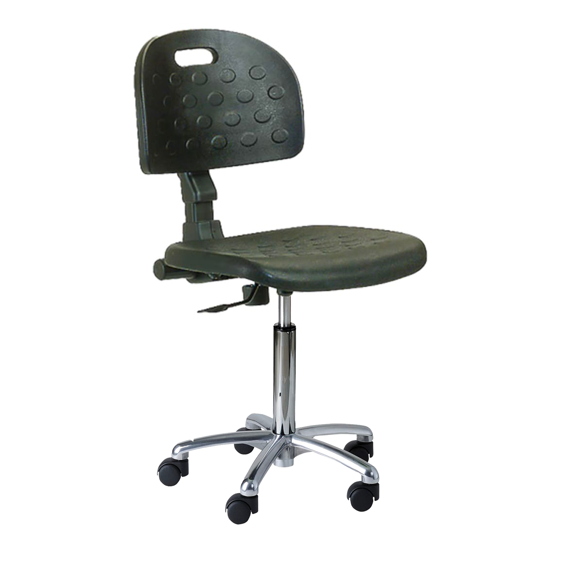 Chair with polyurethane rectangular seat, aluminium base