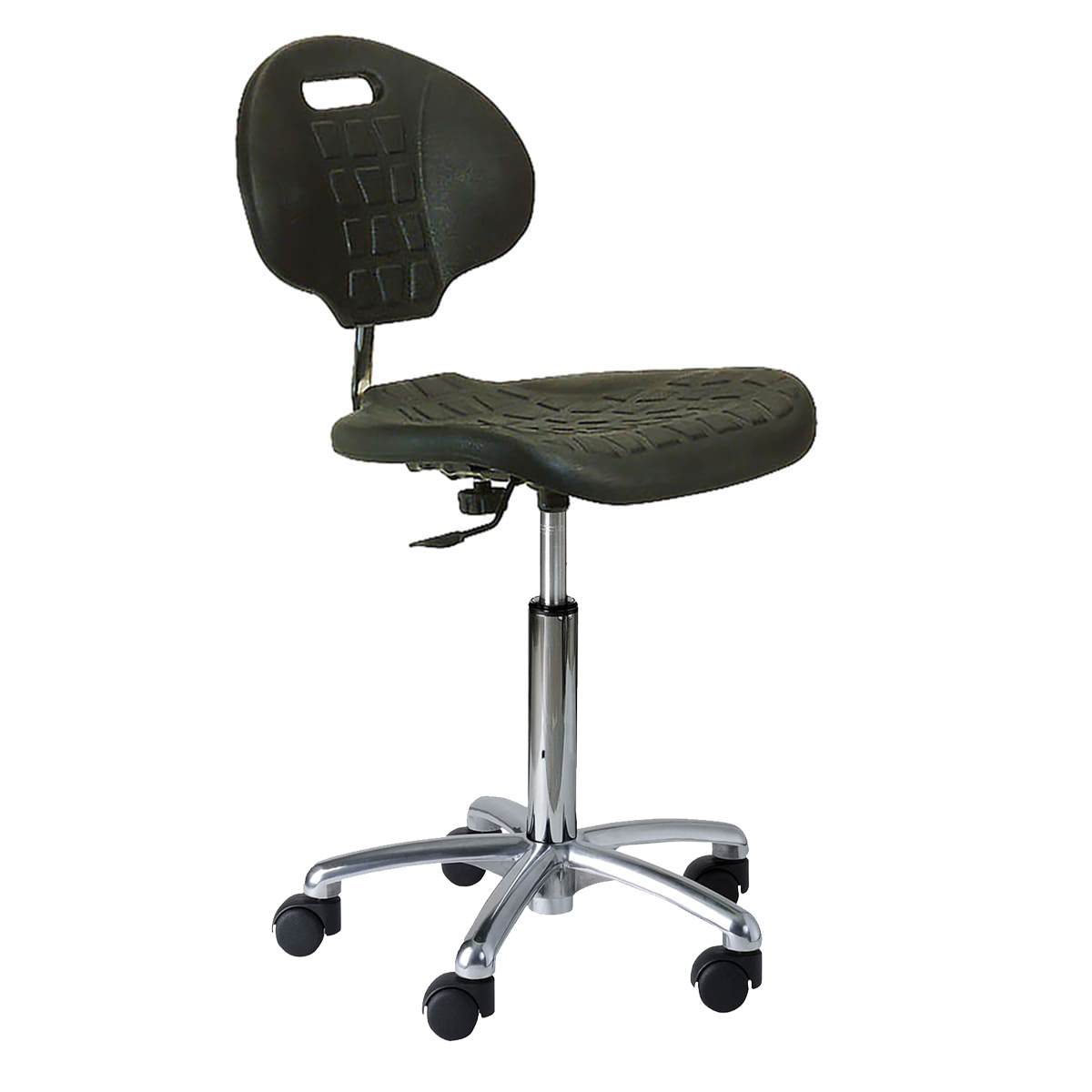 Chair with polyurethane rectangular seat, aluminium base