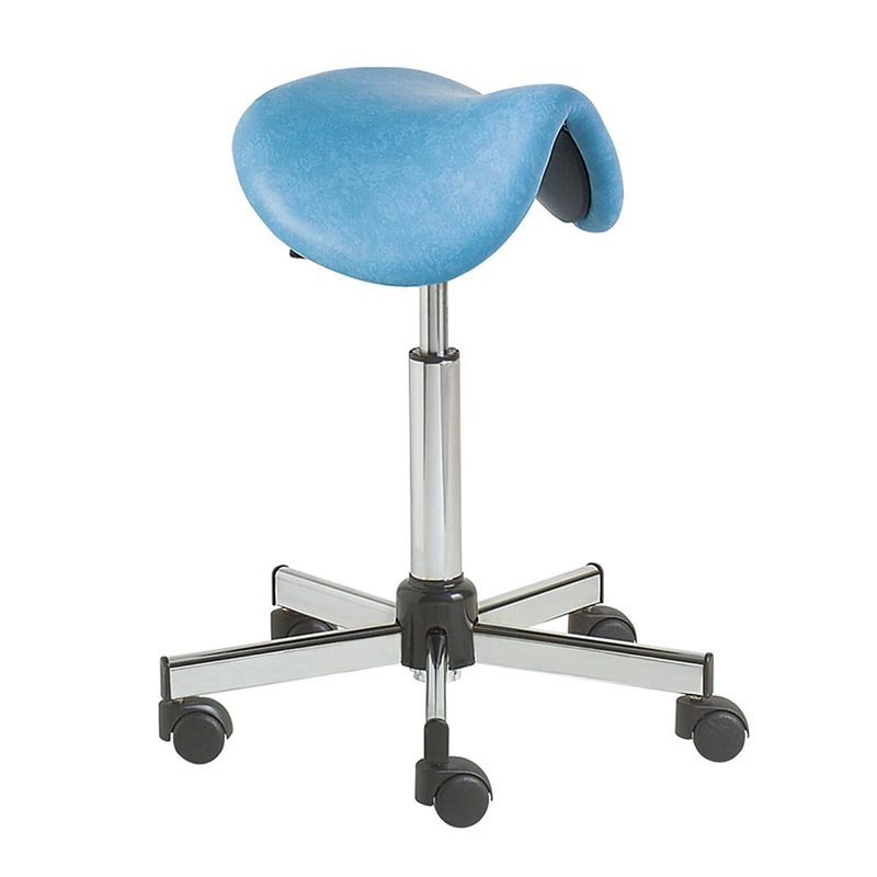 Tabouret assise selle de cheval, base chromée