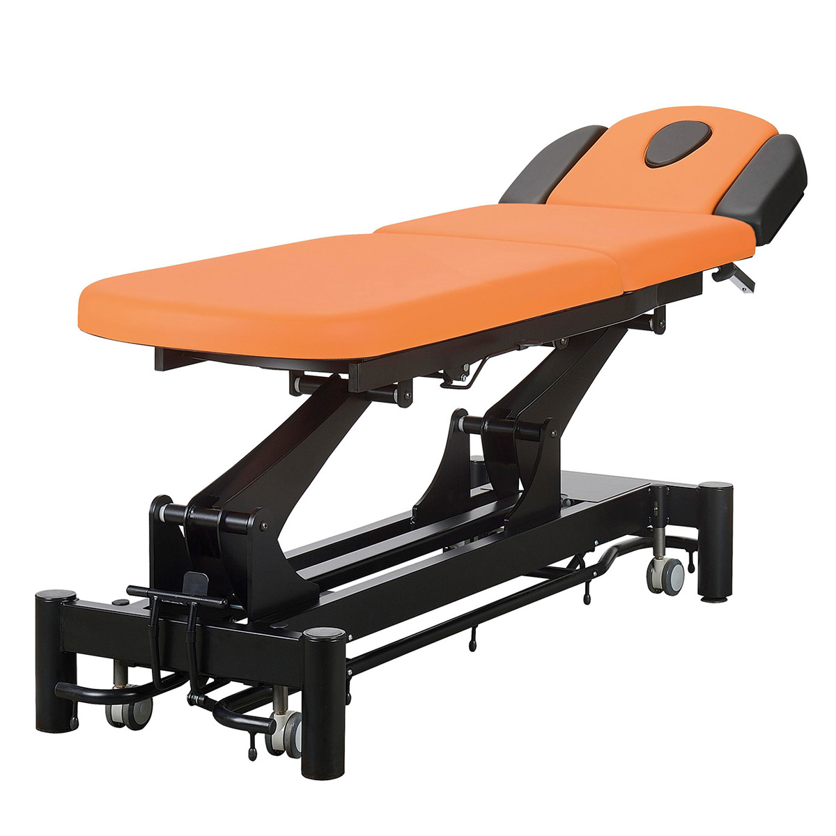 Physio/osteo table 3 sections, with face hole, all around foot controller, 4 arm supports