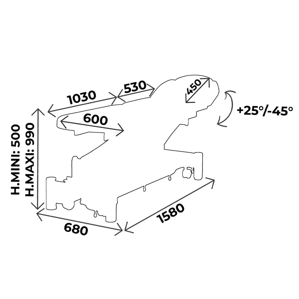 Physio/osteo table 3 sections, with face hole, all around foot controller, 4 arm supports