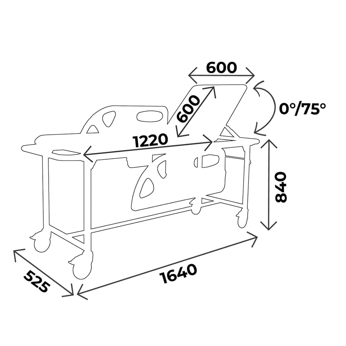 Examination couch width 60cm, height 84cm