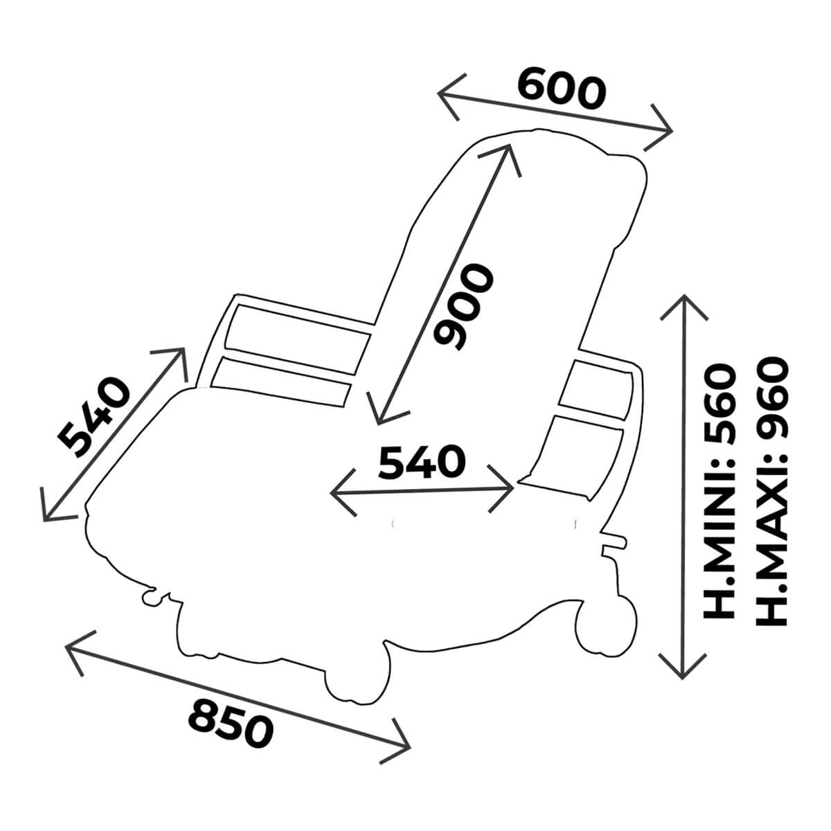 Fauteuil ambulatoire électrique largeur 60cm, avec repose pieds