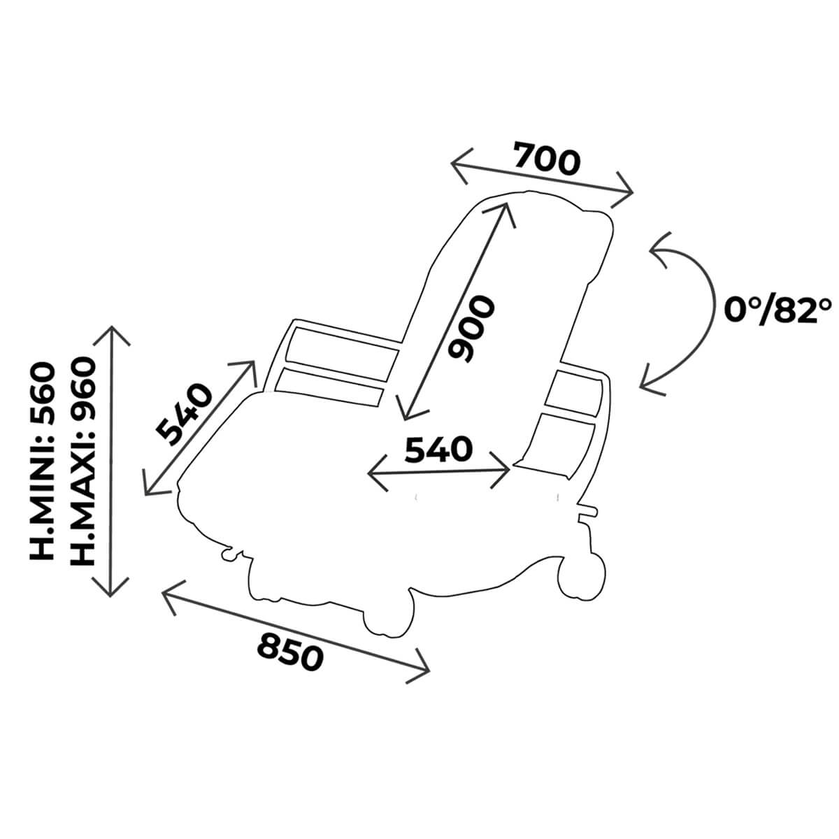 Electric ambulatory chair width 70cm, without foot rest