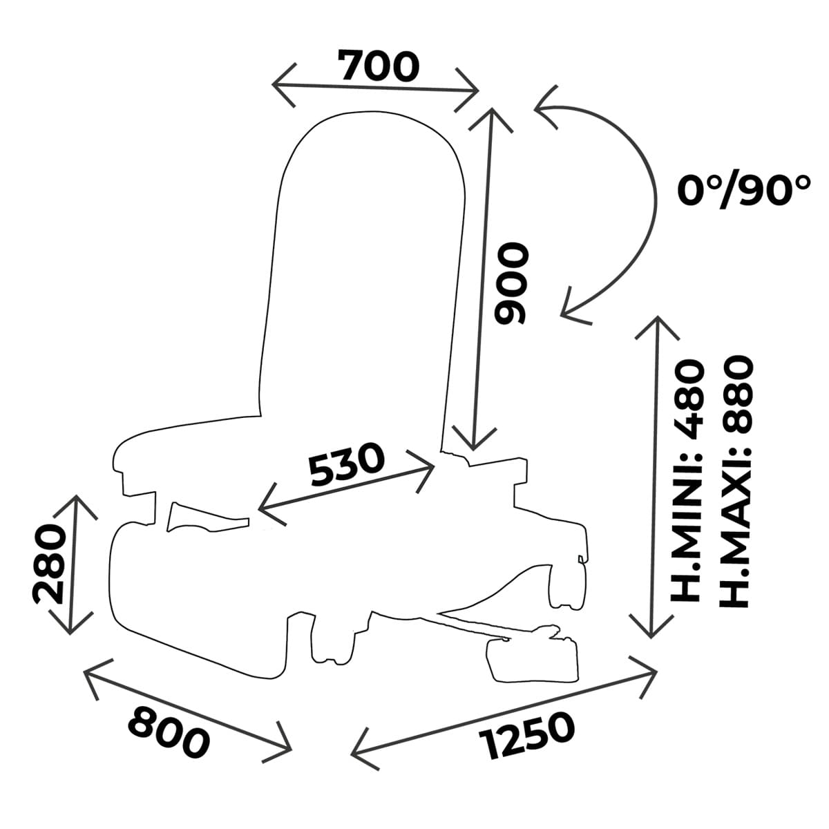 Divan d'examen largeur 70cm, pédale multifonctions