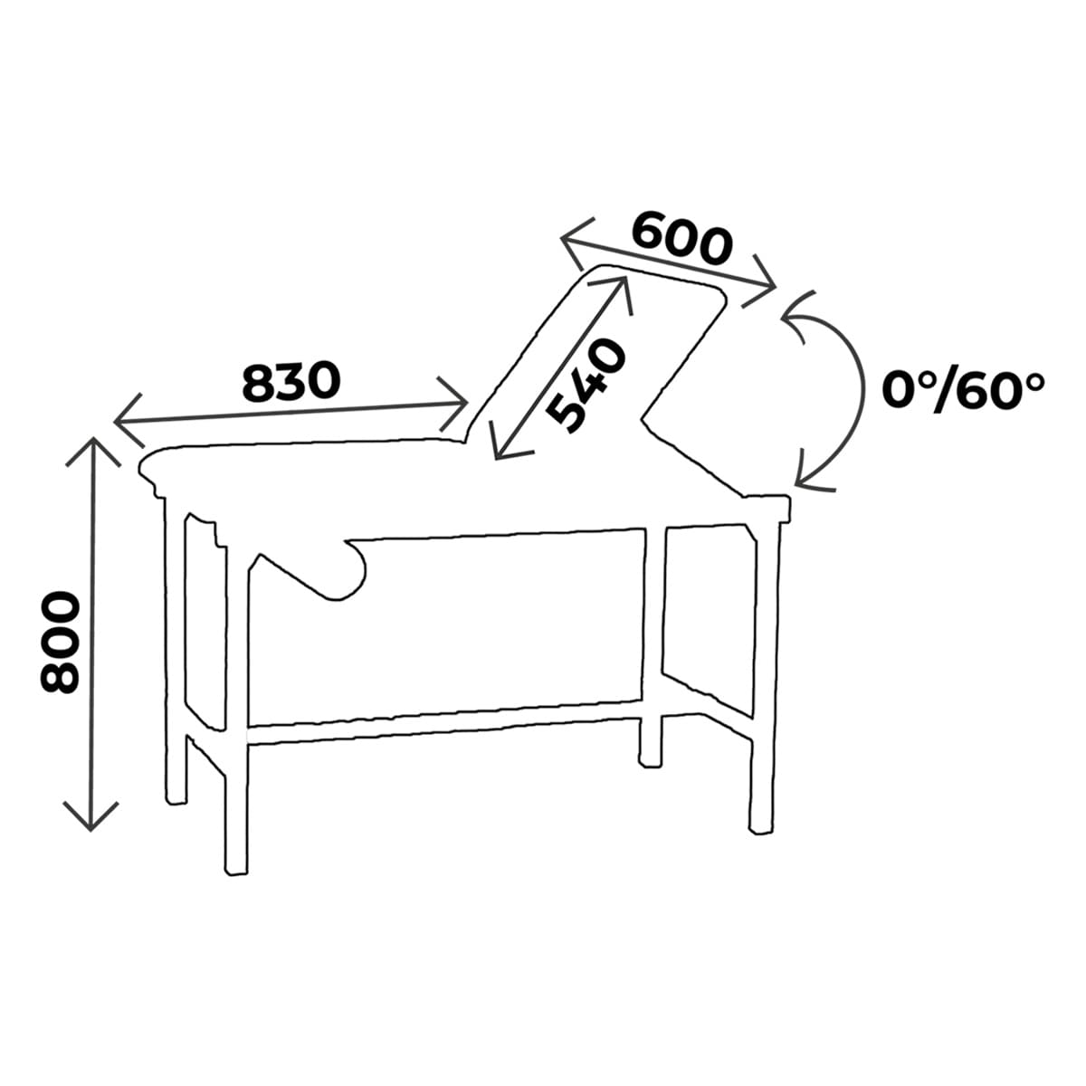 Pediatric couch height 80cm, 2 sections