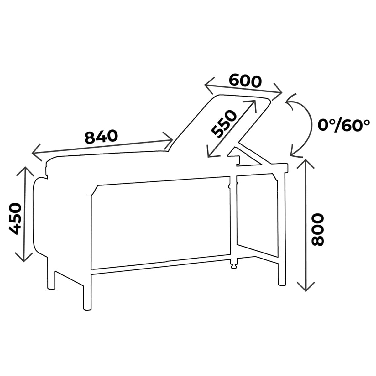 Pediatric couch height 80cm, 3 sections