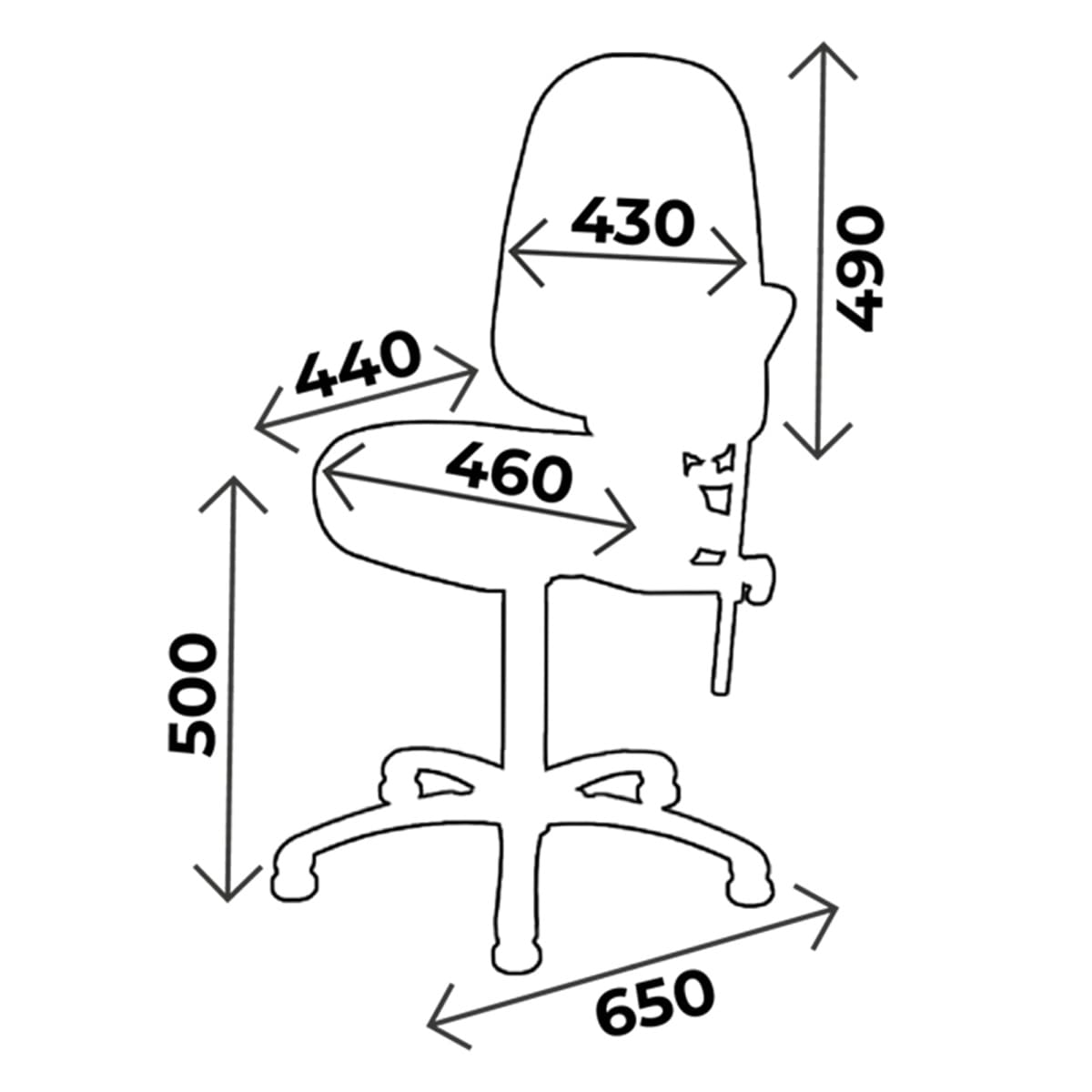 Blood chair height 50cm, 2 sections, non-rotative, with blood test splint