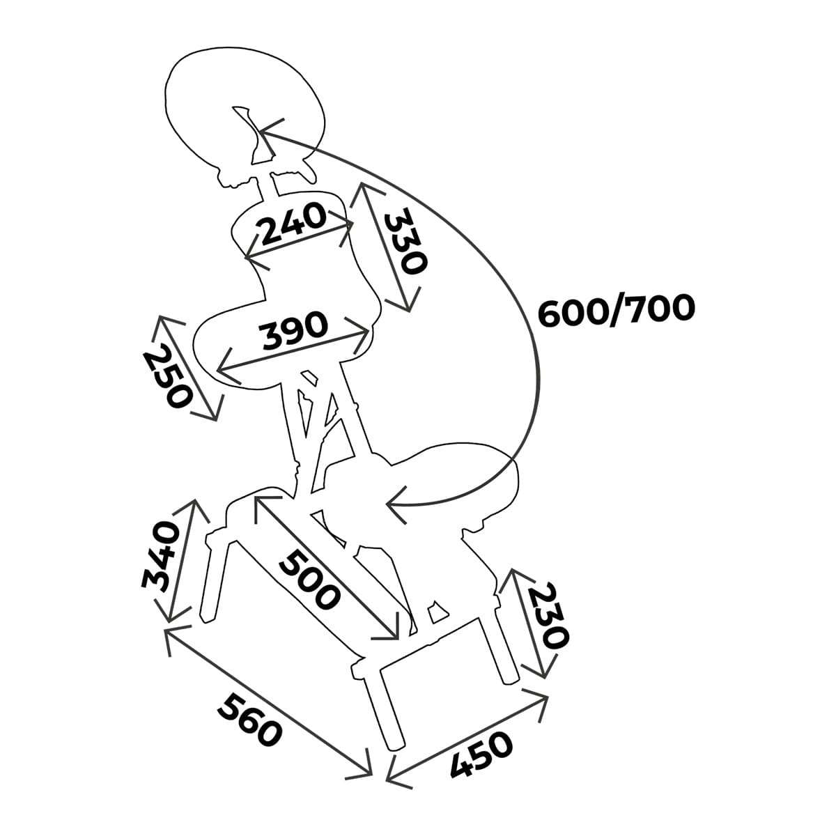 Foldable massage chair with mechanic height adjustment